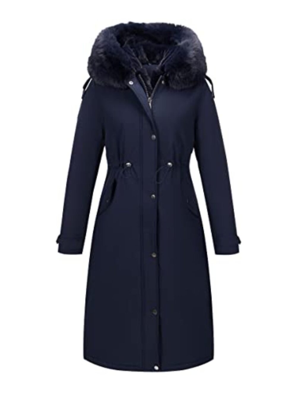 Women's Long Puffer Parka Coat Faux Fur Trim Hood Winter